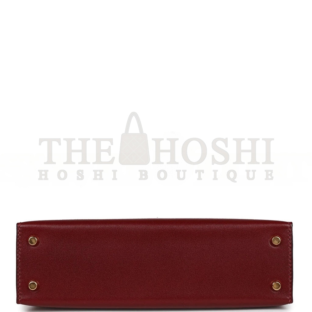 H**me5 MINI KELLY II BOX BURGUNDY GOLD HARDWARE (19*12*5.5cm) Master Quality